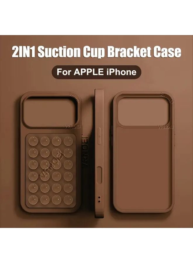 Shockproof 2 In 1 Suction Cup Bracket Phone Case For iPhone 12 Pro Black - Image 1